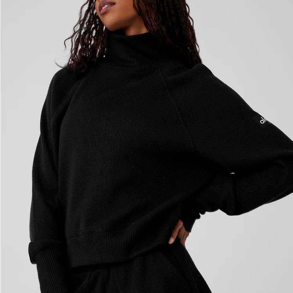 Alo Waffle Weekend Escape Mock Neck Long Sleeve